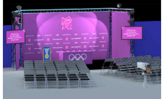 London 2012 Olympic Handball Draw - Broadcast set and court-side branding design