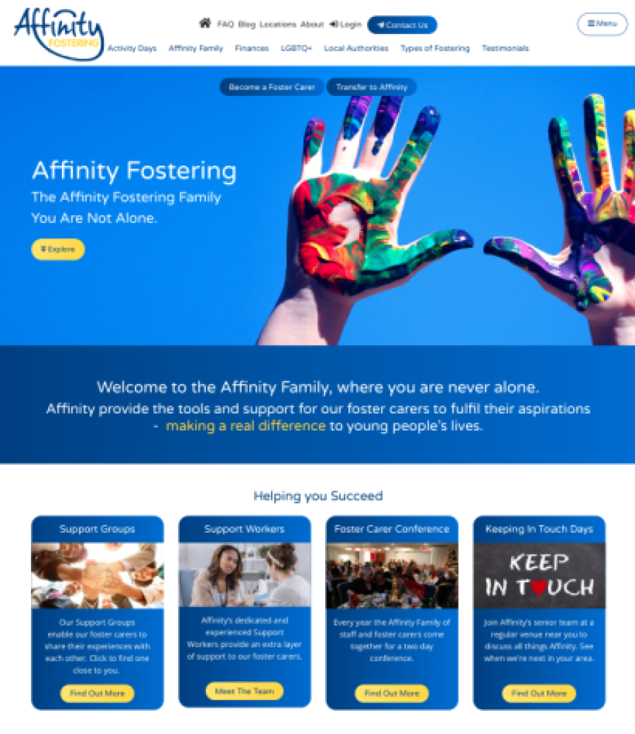 website page for fostering agency